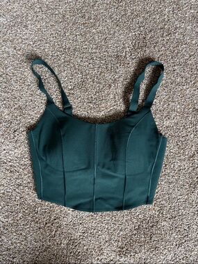 aerie Forest Green Cropped Bustier Tank